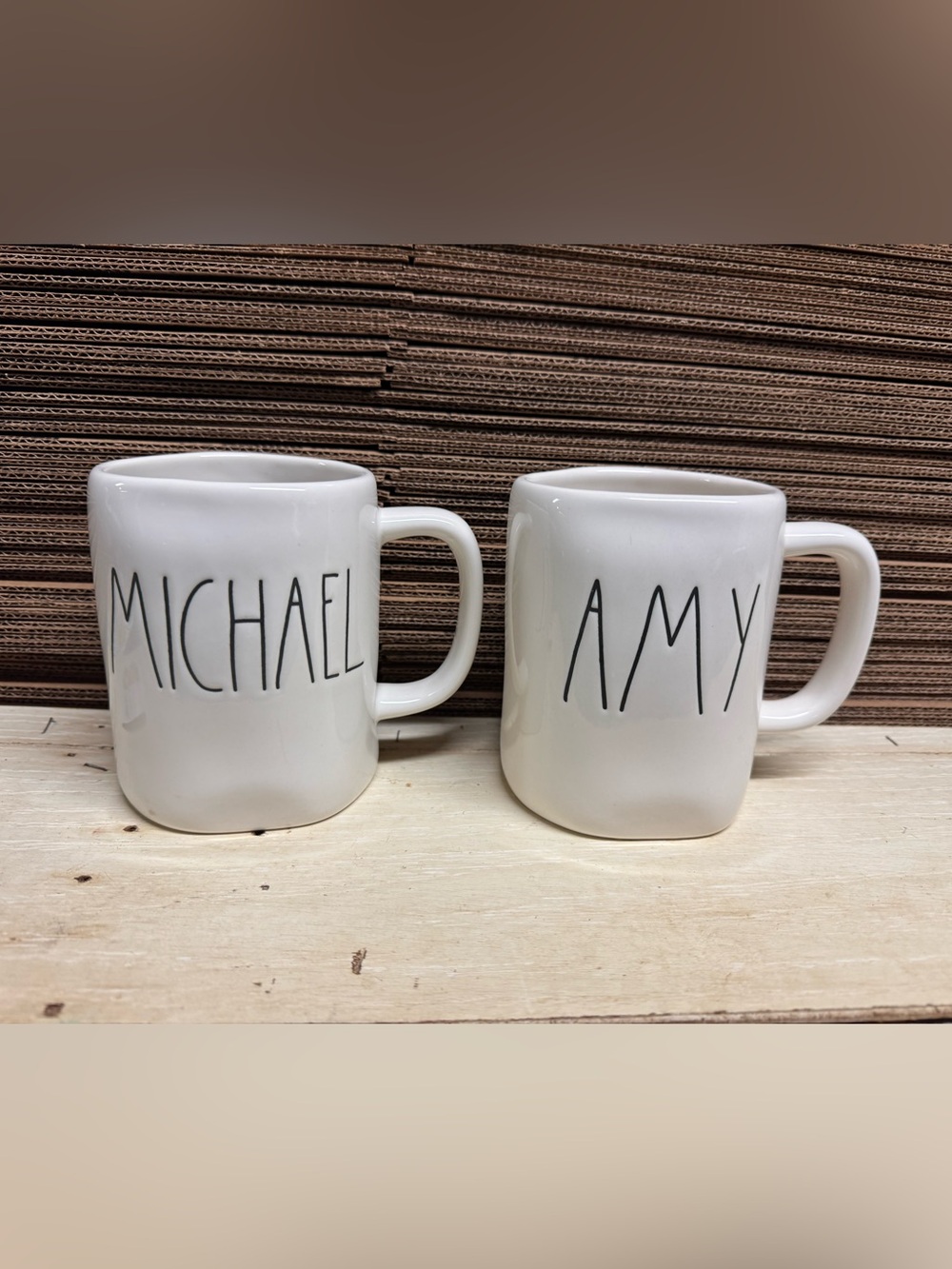 New Rae Dunn white ceramic coffee tea mug cup name mugs MICHAEL/AMY